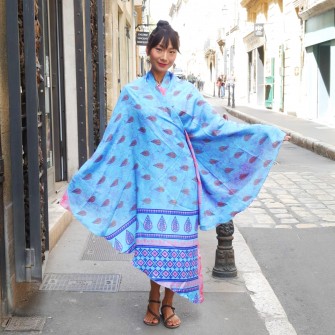 Jupe kimono bleue...